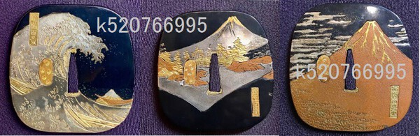 葛飾北斎写飾鍔 額銘　河合一舟.jpg