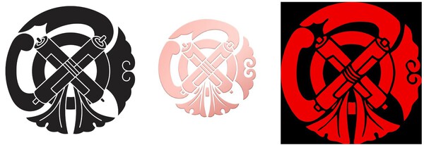 shoami kawarigata Gion mamori crests.jpg