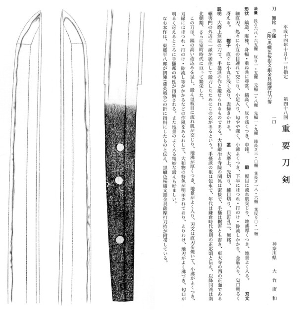 39　刀　　 　無銘　（手掻）　　長さ68.65糎　　第48回.jpg